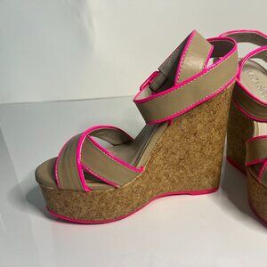 Nude and hot pink Wedge platform